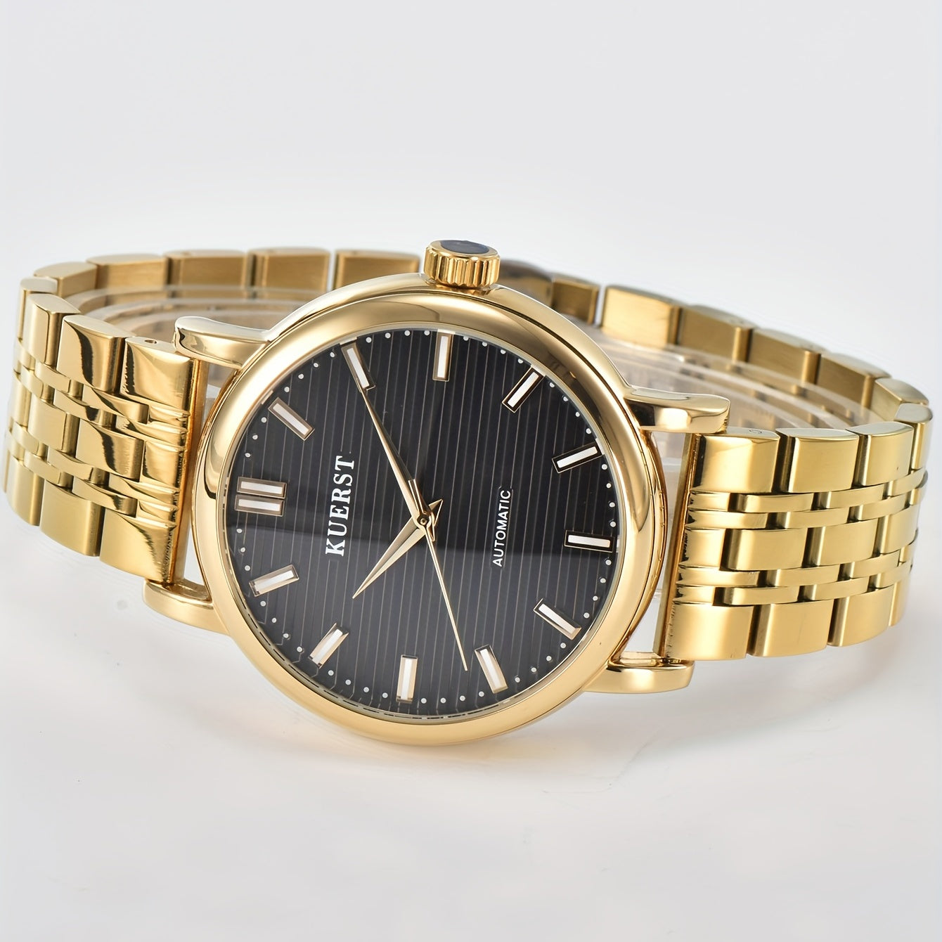 KUERST Men's Steel Belt Automatic Mechanical Watch Night Light Classic Watches