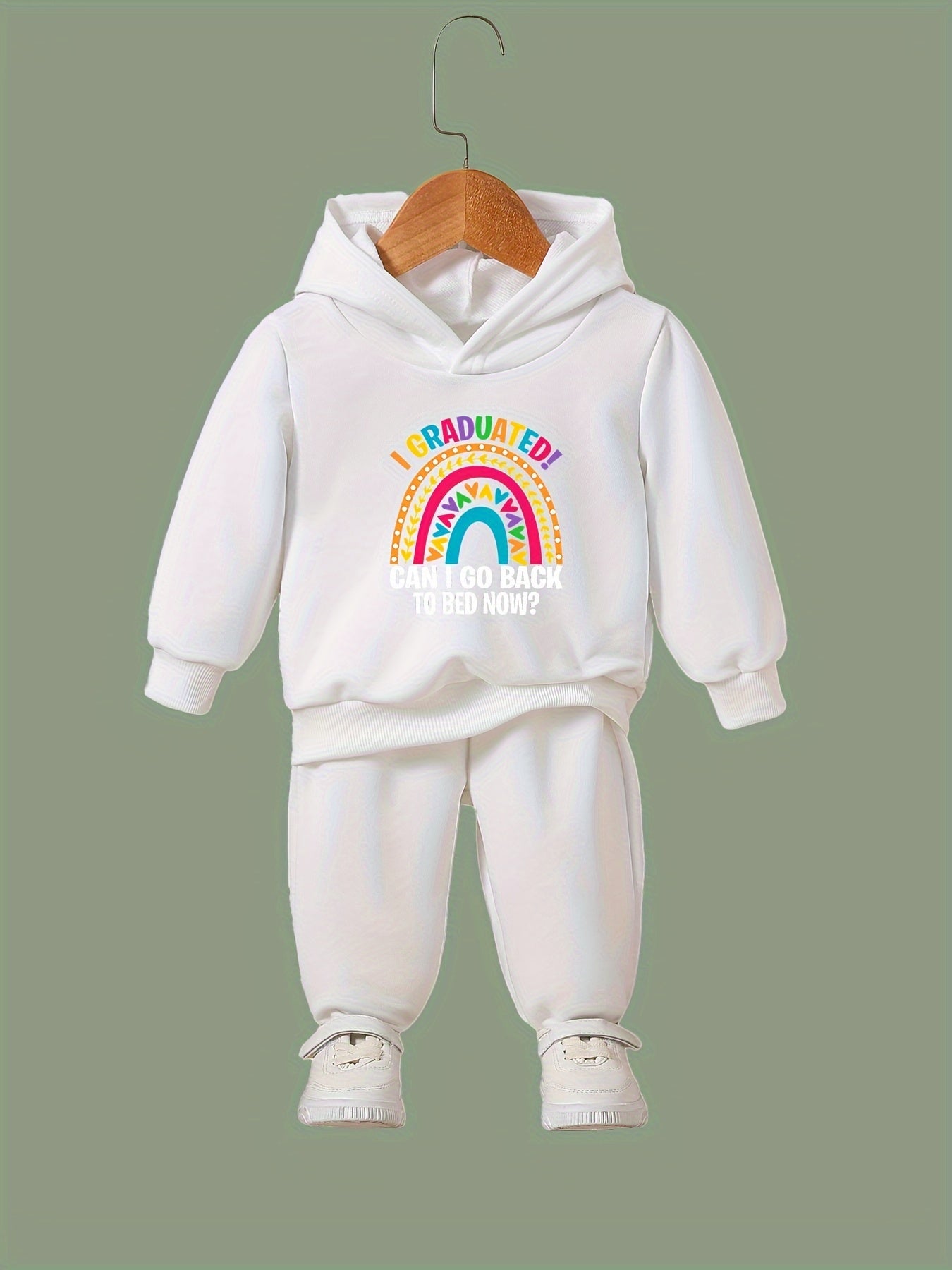 Girls Rainbow Hooded Sweatshirt & Sweatpants Set