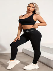Women's Plus Letter Print Skinny Leggings
