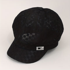 Plaid Beret Mesh Breathable Painter's Cap British Style Women Newsboy Hat