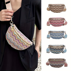 Rainbow Woven Straw Waist Bag Colorful Crossbody Bag