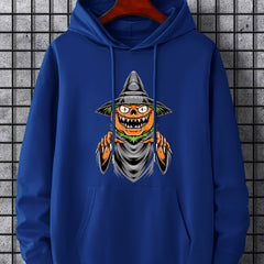 Men's Cartoon Pumpkin Graphic Hoodie Active Halloween Style