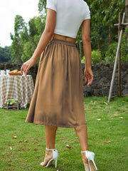 High Waist Button Front Casual Skirt
