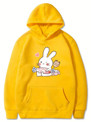 Kid Teen Girls' Bunny And Candy Hooded Sweatshirt Top