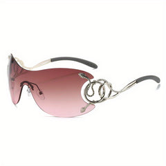 Y2K Snake Charm Sunglasses Gradient Rimless UV400