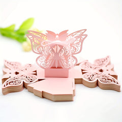 5pcs Wedding Laser Hollow Candy Box Pink Chocolate Packaging Box