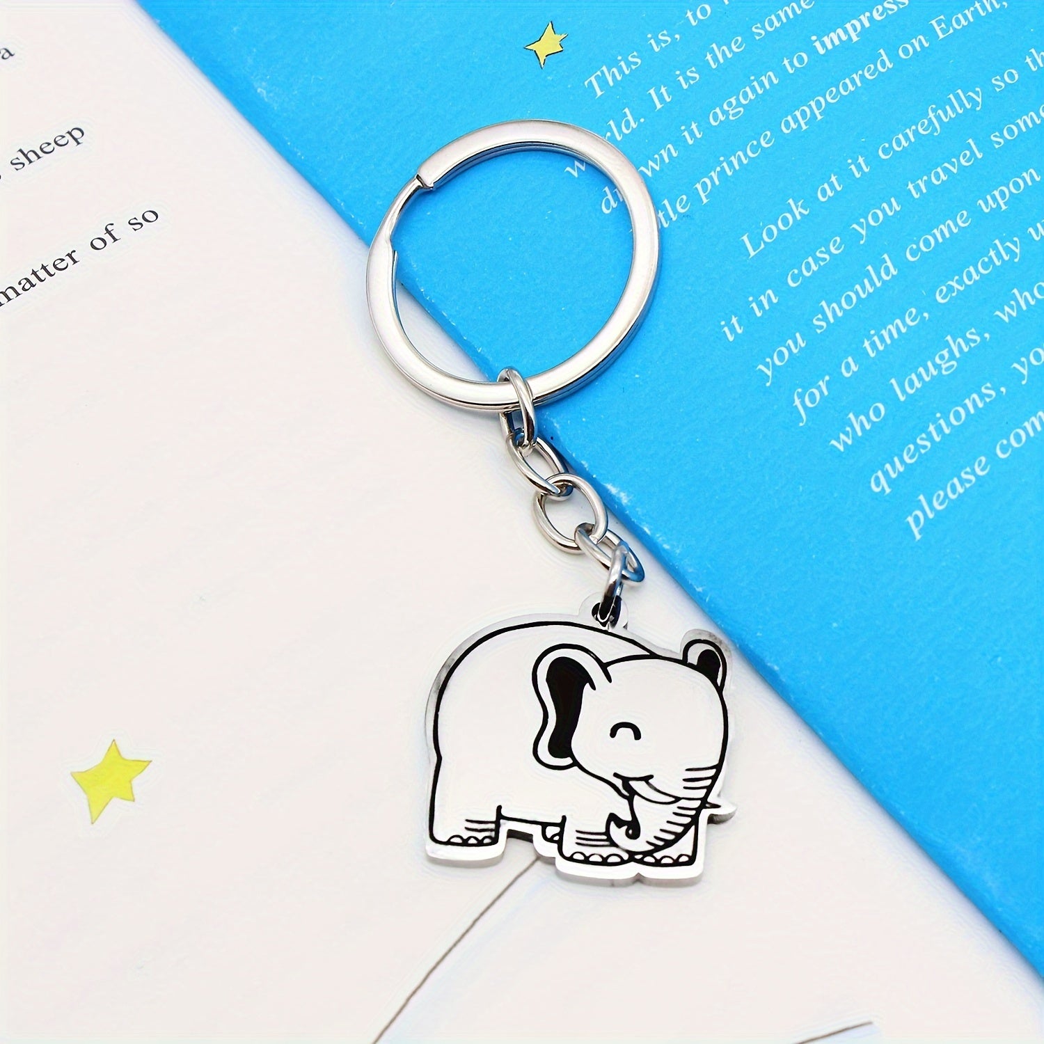 2pcs Elephant Printed Keychain Gift Backpack Purse Decoration