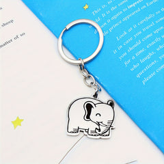 2pcs Elephant Printed Keychain Gift Backpack Purse Decoration