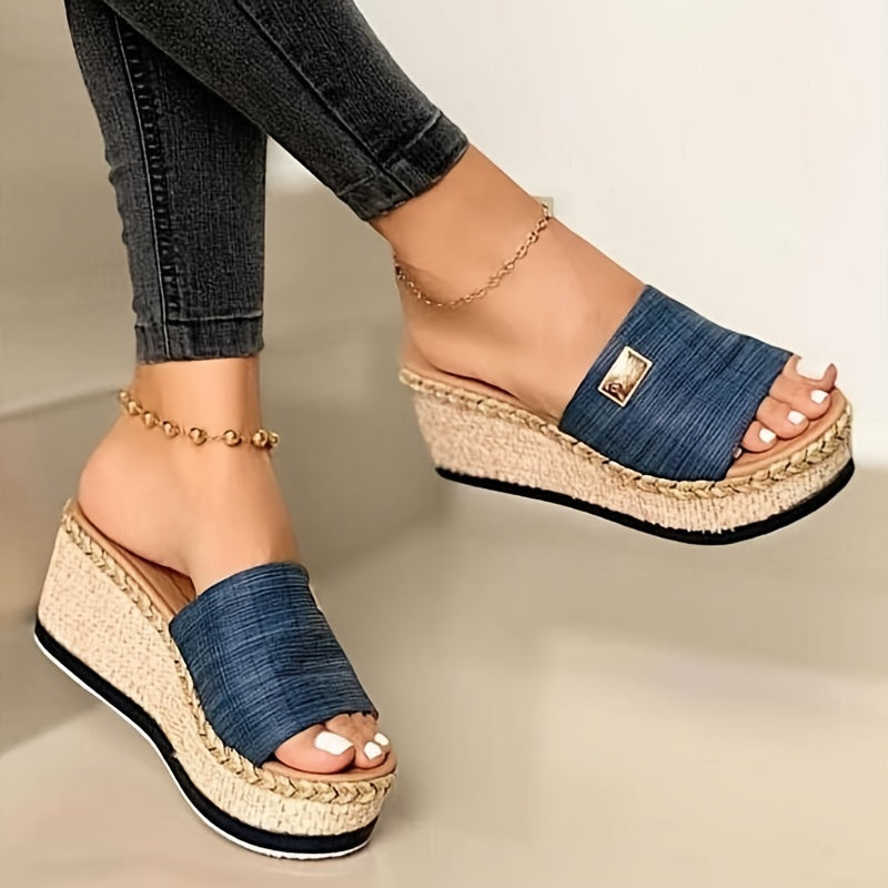 Women's Platform Espadrilles Wedge Slippers Lightweight Slides