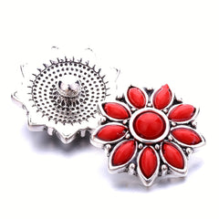 18mm Alloy Flower Snap Button Jewelry with Rhinestones, DIY Bracelet Necklace