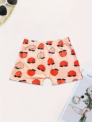 Peach Print Skinny Yoga Shorts for Women