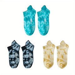 3 Pairs Tie Dye Short Socks Novelty & Funny Low Cut Sports Socks