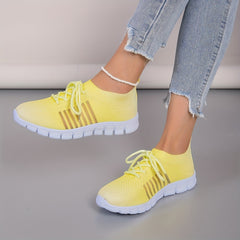 Women's Gradient Mesh Running Shoes Comfortable Lace Up Low Cut Sneakers
