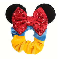 Colorful Sequin Bow Mouse Ear Scrunchies Hair Ties