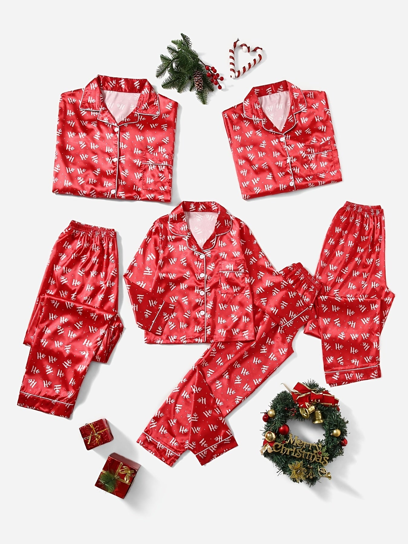 2pcs Girls Christmas Red Pajamas Set