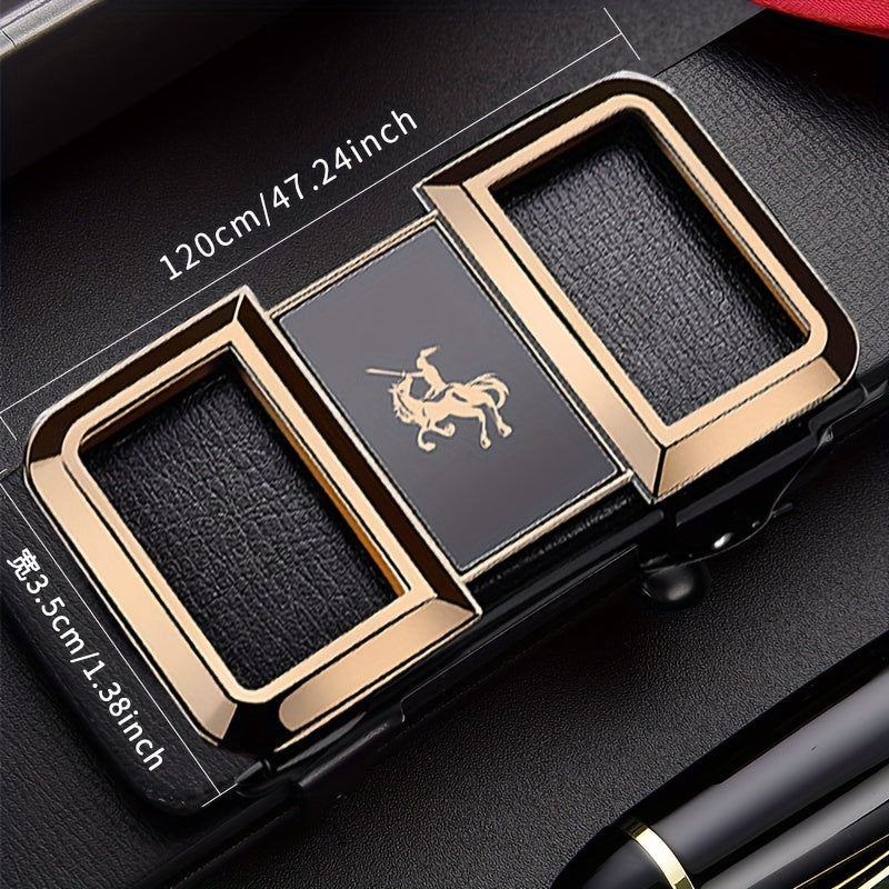 Men's Warrior On Horseback Pattern Buckle PU Leather Belt