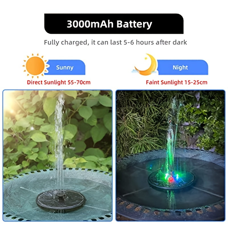 3W Solar Bird Bath Fountains w/8 Nozzles & 4 Rods