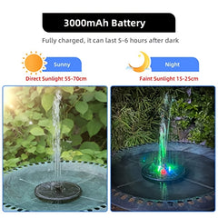 3W Solar Bird Bath Fountains w/8 Nozzles & 4 Rods