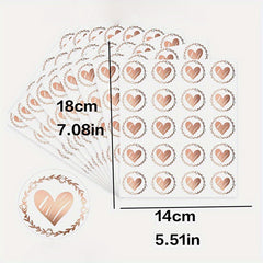 80pcs Heart Adhesive Packaging Label Rose Golden Wedding Invitations