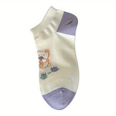 Floral Print Sweet & Low Cut Socks Women's Stockings