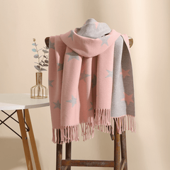 Two Star Fringe Trim Scarf