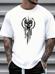 Skull Letter Print Men's Graphic Crew Neck T shirt