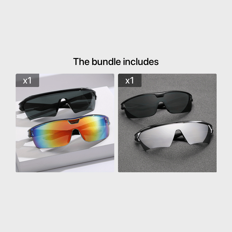 2pcs Men's Cycling Sports Goggles Sunglasses With Glasses Case