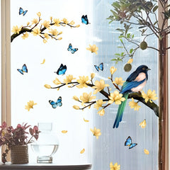Birds Flowers Window Decal Removable Wall Sticker Self adhesive Office Home