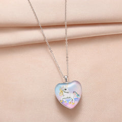 Heart Unicorn Pendant Necklace Casual Jewelry