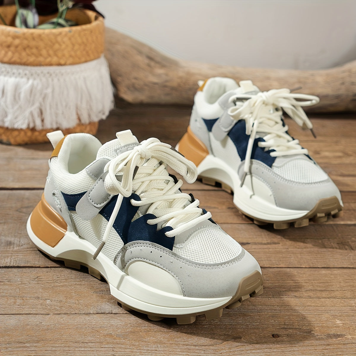 Block Mesh Chunky Sneakers Lightweight Shock Absorption Dad Shoes