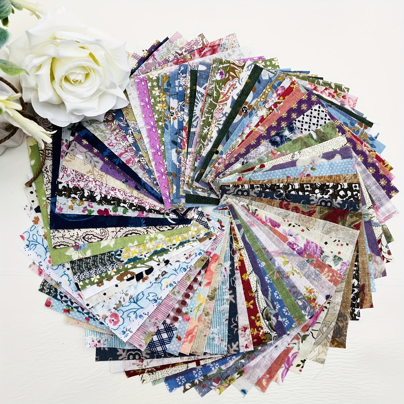 100pcs 3.9in Dark DIY Printed Cotton Fabric Sewing Quilting Material