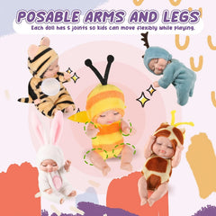 6 Pack Mini Dolls Set with Changeable Outfits Assorted Animal Costumes