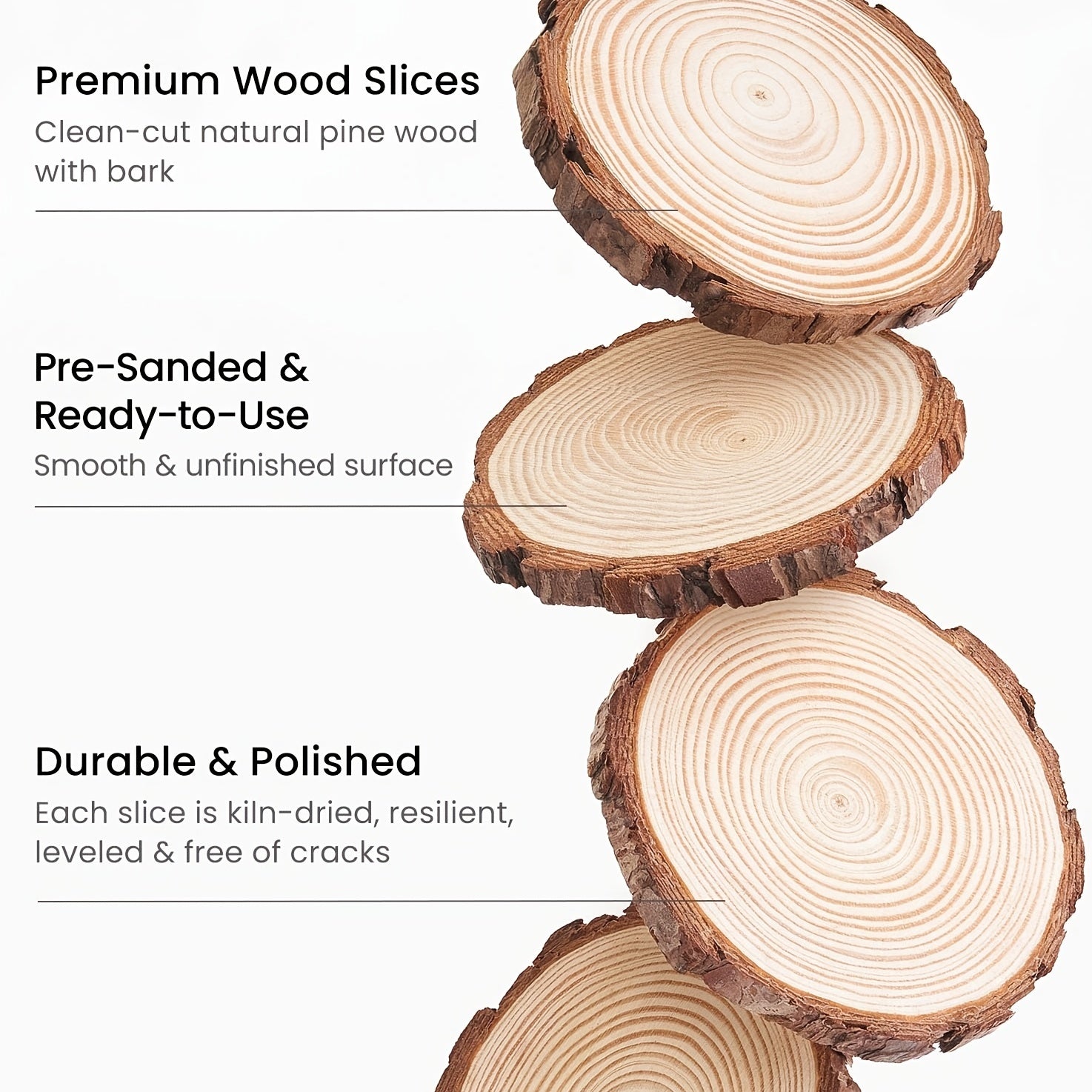 12pcs 3.5-4" Wood Slices Natural Thicken Slab With Bark