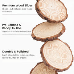 12pcs 3.5-4" Wood Slices Natural Thicken Slab With Bark