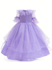 Girls Flower Long Sleeve Princess Dress