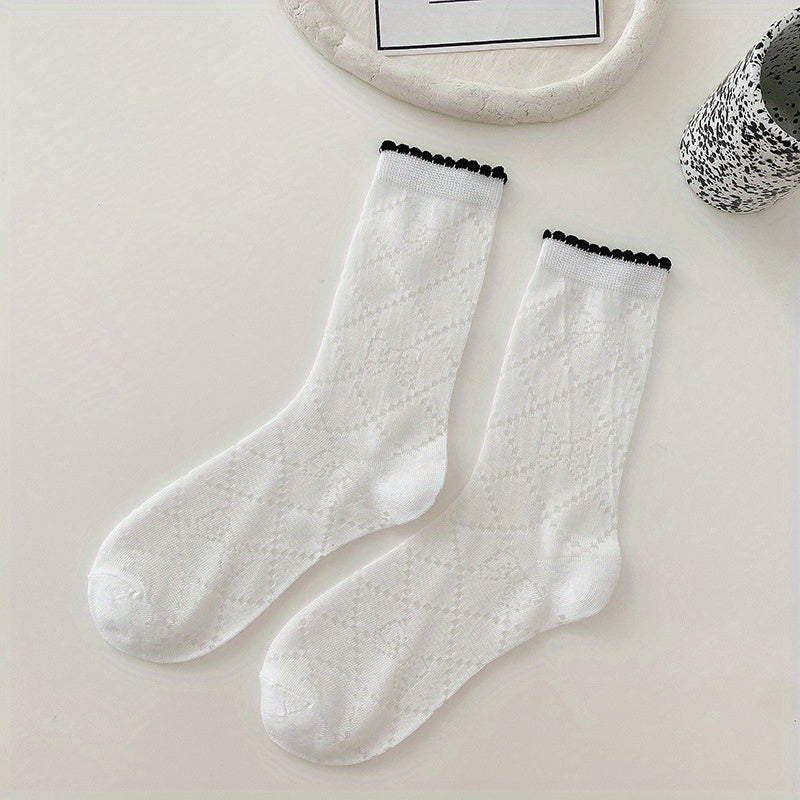 Bow Print Striped Socks Women's Stockings