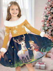 Sweet Snowflake Long Sleeve Dress for Girls