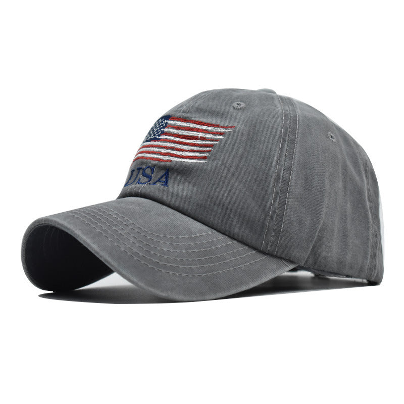 Vintage American Flag Embroidered Baseball Cap Adjustable Trucker Cap
