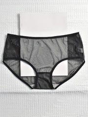 3 Pack Plus Size Lace Semi Sheer Panties High Stretch Briefs