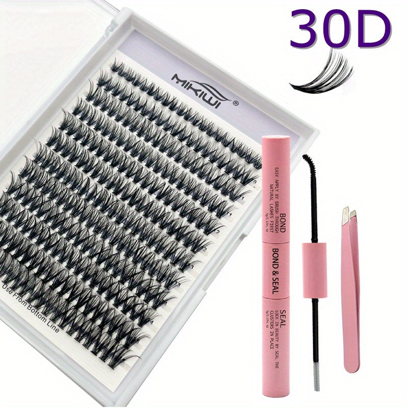 240pcs Clusters Lashes Kit With Bond Sealant Tweezer 0 07 D Curling Mix 9 16mm