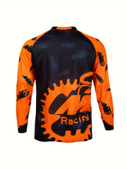 Men's Letter Pattern Cycling Jersey Active Long Sleeve Shirt