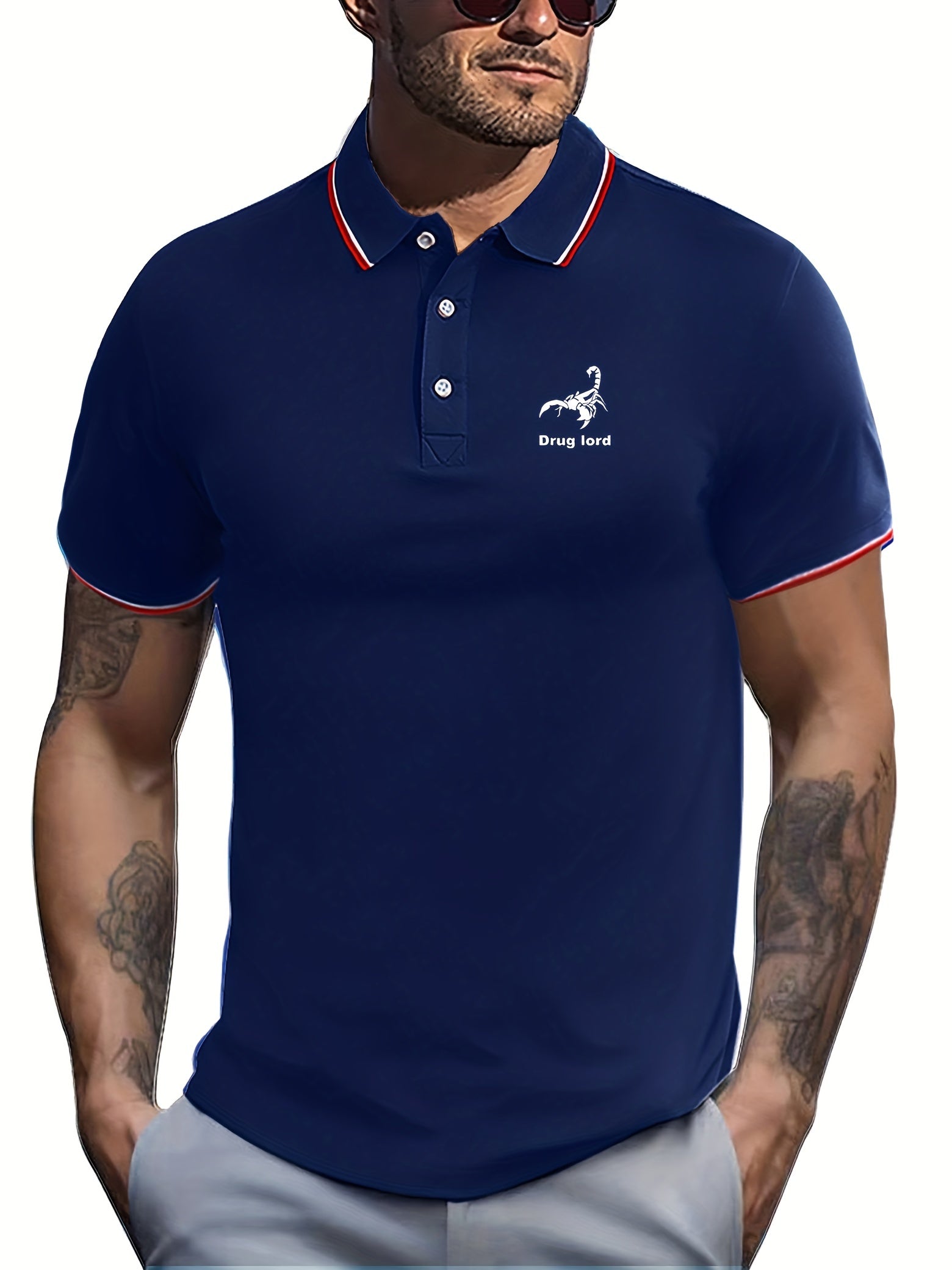 Scorpion Print Men's Casual Button Up Short Sleeve Lightweight Shirt