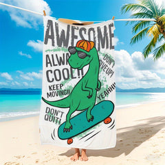 Dino Skateboard Sand Towel, Lightweight Quick Dry & Absorbent