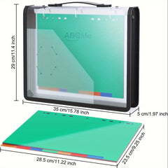 Zipper Binder Folder 3 Ring 8 Partitions Handle Colored Separat