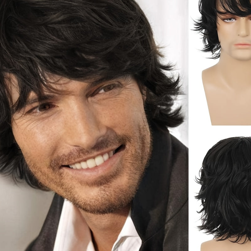 Men's Short Curly Wig Synthetic Heat Resistant Halloween Costume Hair
