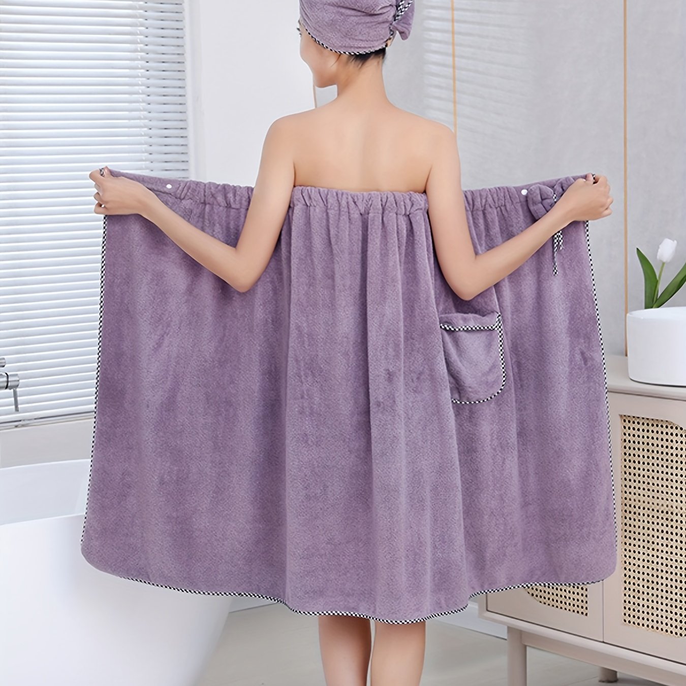 Bow Decor Fuzzy Robe Strapless Women's Sleepwear