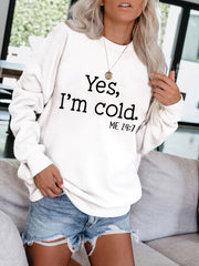 Cold Letter Print Pullover Sweatshirt for Women