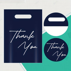 100pcs Thank You Retail Shopping Bag Reusable Plastic Merchandise Bag