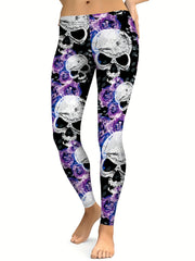 Skull Flower Fitness Leggings Halloween Yoga Pants