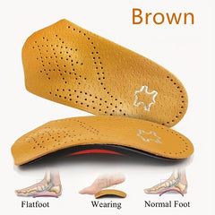 Arch Correcting Insoles Yellow Leather Arch Half Cushion Flat Foot Insoles